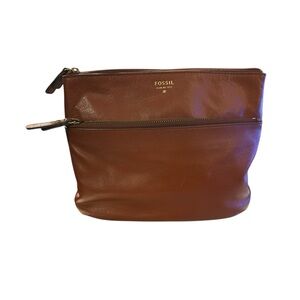 Fossil Tessa Tan Pebbled Leather Crossbody Adjustable Strap Bag